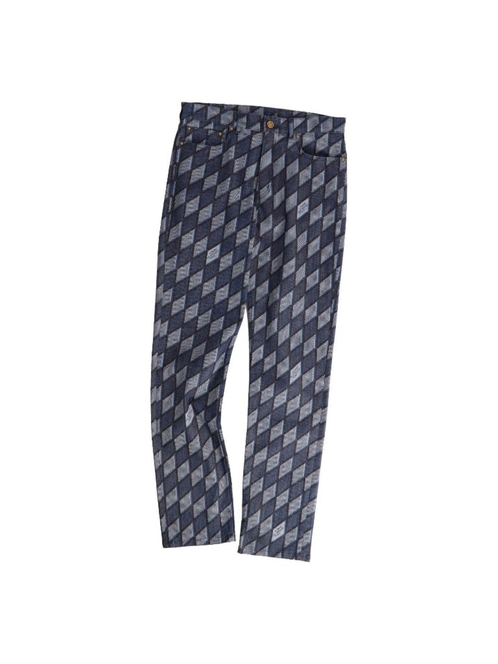 Louis Vuitton Pants Denim Diamond Damier All Over Print Cotton Indigo Blue 30
